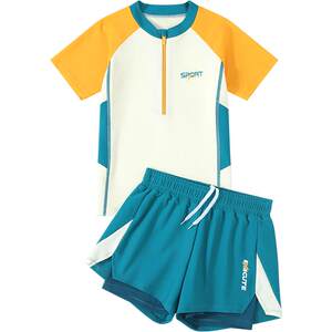 Children's swimsuits, boys split 2025 new summer teenagers, middle-aged and big children's swimming trunks, boys' sun protection swimwear