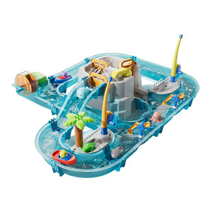 
Children play in summer water toys water park water surfing adventure baby bath fishing table boy and girl