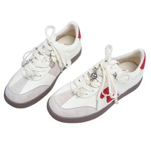 
Zihan casual sports shoes for women in spring 2025 new double color-blocked embroidered flat-soled thin canvas white shoes