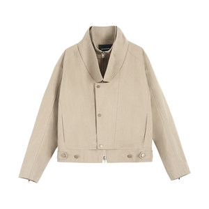 
pusumede Street Walk Fake Two Piece Short Windbreaker Jacket Women's Design Lapel Loose Zipper Jacket