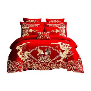 
Yu Zhaolin wedding four-piece set with red dragon and phoenix embroidery wedding set wedding festive set wedding bedding