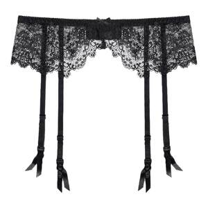 
Sexy black lace garter long tube over knee ultra-thin leg ring European and American stockings non-slip large size sock clip three-piece set