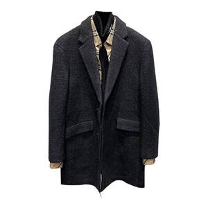 
Handsome! High-end winter sheep wool single-breasted micro-profile jacquard wool woolen coat mid-length coat