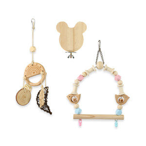 Dayang Direct Store Parrot Bird Toys Swing Decorative Bird Cage Pendant Mirror Climbing Rope Stair Tiger Skin Black Phoenix Peony
