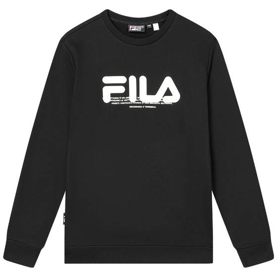 
FILA official sweatshirt plus velvet men's winter pullover casual sports round neck knit top long sleeves
