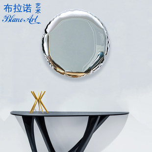 Круглое зеркало из нержавеющей стали, металлическая подвеска для спальни