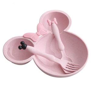 
Mickey bowl tableware big ears children baby children eating bowl anti-fall cartoon cute household plastic wheat straw