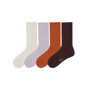 
Men/women 4 pairs of inner and outer orange label antibacterial mid-calf socks, deodorizing, breathable and anti-pilling couple socks NEIWAI