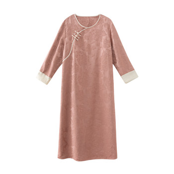 Beautiful Inn round neck satin jacquard a-line dress