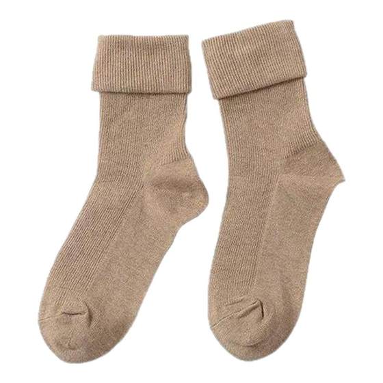 
Ms. Beeff's loose mouth pile socks, mid-calf stockings, retro temperament, fashionable solid color, Japanese folded cotton socks