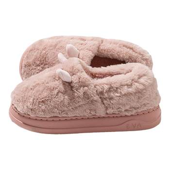 Soft and cute lamb cotton slippers with plush warm heel