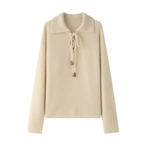 
TEASEL warm encounter texture cashmere blend fluffy soft lazy style pullover strappy sweater