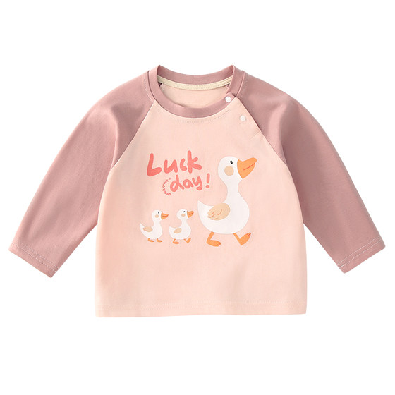 
Girls tops, baby long-sleeved T-shirt, spring and autumn base shirt, boys, children's pure cotton inner baby clothes new style a