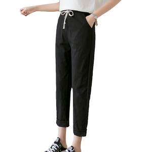 
Pants for women summer 2026 spring new pure cotton Korean style loose cotton and linen nine-point pants casual pants slimming harem trousers