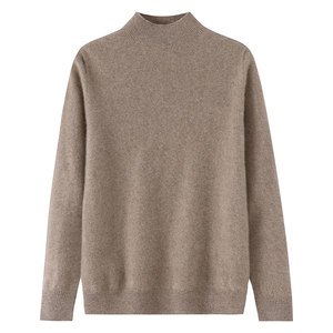 
New autumn and winter 100% pure cardigan for men's half turtleneck knitted pullover casual loose seamless cashmere sweater