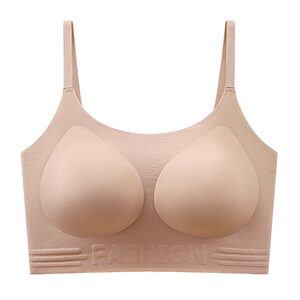 Foundation of liquid underwear, hidden no trace deep skin color thin, gathered vest -type bray -free steel ring large size lady bra
