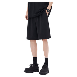 Black ice silk casual shorts for men summer