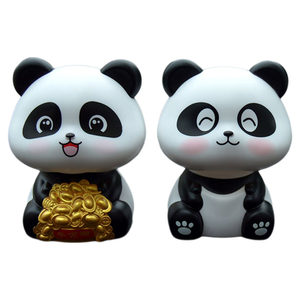 
Solar-powered automatic nodding panda car interior decoration to attract wealth and safety, cute car center console decoration