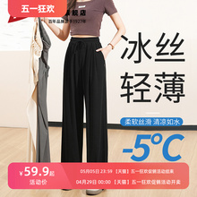 Huili Ice Silk Wide Leg Pants Women's Summer Thin Style