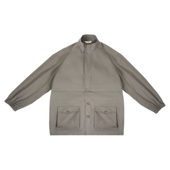 JUSTSHINE Japanese outdoor men's and women's unisex windbreaker tops retro workwear pocket length switching jacket