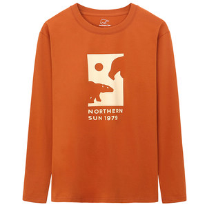 
North Mountain outdoor casual long-sleeved T-shirt for men and women loose cotton bottoming couple ultra-light skin-friendly top 1567