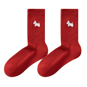 
Zodiac Year Red Socks Women's Gift Box Autumn and Winter Deodorant Mid-Tube Pure Cotton Thickened Wool New Year Year of the Horse 2026