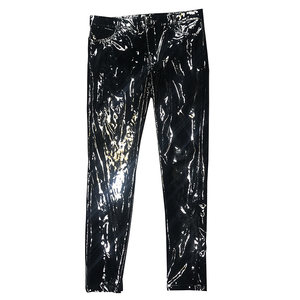 Quan Zhilong the same bright light mirror black PU tight leather pants spring and autumn thin sexy night shop men's DS performance service