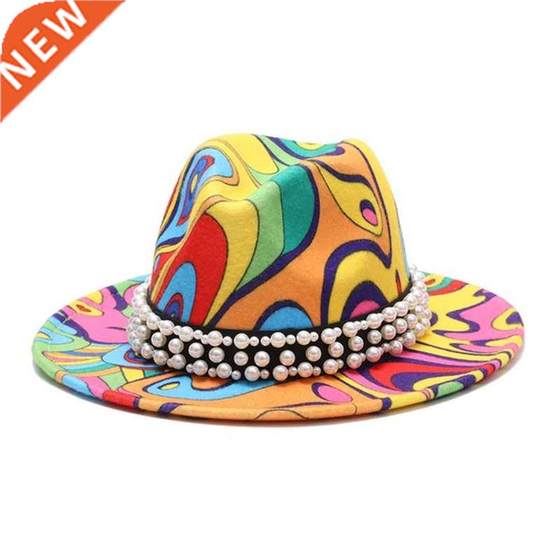 速发newbulk price fedora hat for women Tie dyed hat 3d paint