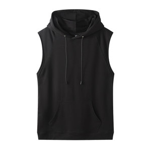 Sleeveless sweater men's sports fitness hooded vest douga basketball summer personality with hat T -shirt, shoulder tide brand