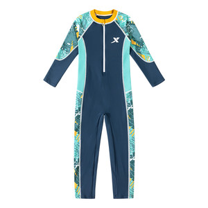 Xtep children's swimsuit boys medium and large boys long-sleeved long pants swimsuit 2026 new one-piece training swimsuit