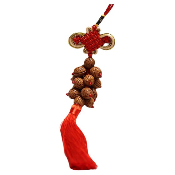 
Go out safely 18 wild peach wood beads rosary car pendant Chinese knot pendant as a gift for friends 2026