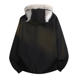 La Chapelle Winter Cat Ears Fur Collar Cotton Clothes New Men's Mountain Carving Cotton Coat Coat Couple Warm Cotton Jacket