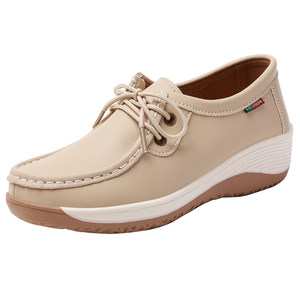 
Super soft tendon sole thick sole loafers for women 2026 new genuine leather casual shoes soft sole non-slip middle-aged and elderly mother's shoes