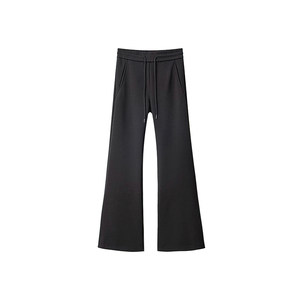 Dark gray slightly flared casual pants for women 2025 autumn and winter plus velvet for fat girls mm high waist elastic slimming sports sweatpants trendy