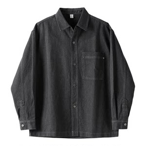 
LUUD washed original color heavyweight 330g lapel denim shirt jacket men's spring and autumn top-stitched long-sleeved shirt