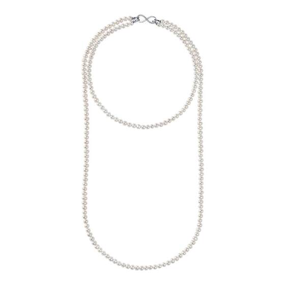 
Jingrun Pearl Miaozhi 925 Silver Freshwater Pearl Sweater Chain 5.0-6.0mm Nearly Round Double Layer Sweater Chain Women's L