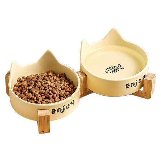 
Cat bowl Ceramic cat food bowl Pet bowl Drink water bowl Food bowl One cat rice bowl Dog bowl Not easy to knock over neck protection