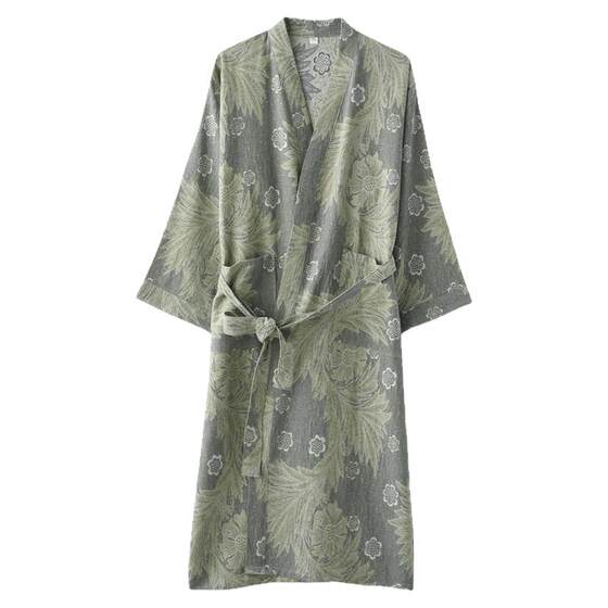 
Jacquard butterfly dance nightgown for women, spring, autumn and summer, pure cotton gauze, thin, loose steaming bathrobe, home wear