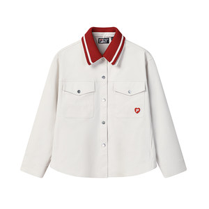 
FILA official women's woven jacket 2026 spring new fashion casual and comfortable double collar top