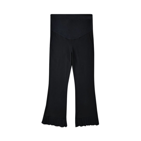 Pregnant women's pants, summer thin fit, loose fit, belly support pants, black base, pregnancy plus size, versatile, seven point flared pants