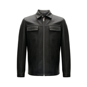
JODOLL Jordan Fashion Men's Genuine Leather Jacket 26 Spring Business Casual Black Square Collar Sheep Leather Jacket