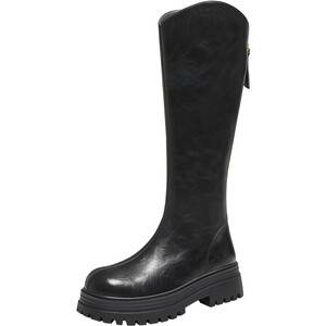 
TATA Hes and Her Boots 2025 Winter Knight Boots All-match Black Women's Thick Sole Long Boots Fashion Boots CE301DG5