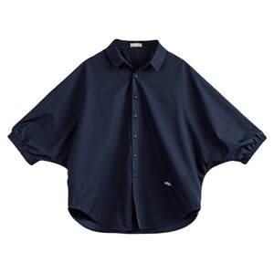 Madden American three-quarter short-sleeved shirt, loose top, bat-sleeve shirt, casual stand-up collar jacket, stackable for women, summer