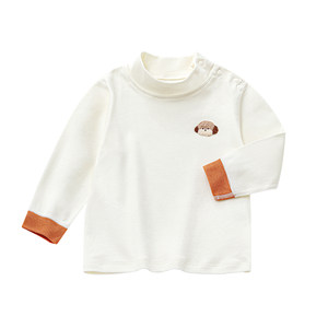 Baby base shirt spring and autumn long -sleeved boys, girls, warm shirt baby clothes baby clothes autumn and winter children's half high neck T -shirt
