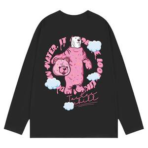 
American pure cotton long-sleeved T-shirts for men and women in spring and autumn hiphop niche printed bottoming shirts loose couple tops trendy