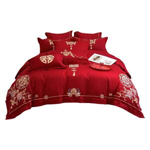 
High-end wedding four-piece set 2025 new dowry quilt cover red wedding sheets new wedding celebration quilt bedding