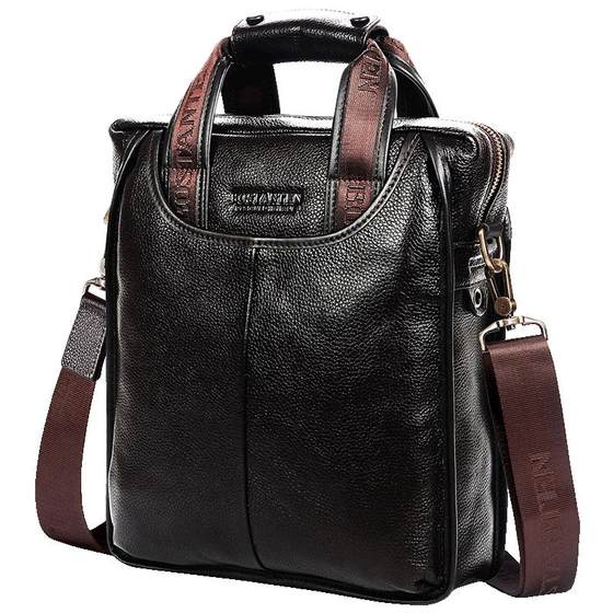 Person Dangon men's bag shoulder bag genuine leather business men's bag handbag vertical casual cross -body bag public document bag
