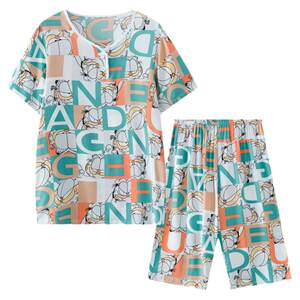 Cotton silk pajamas men teenagers junior high school students summer thin suit big children short-sleeved children's large size home clothes summer