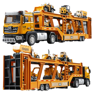 
Large alloy car transporter toy children's extended flatbed double-decker truck model gift boy trailer