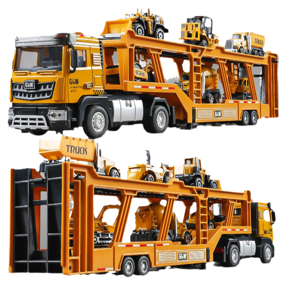 
Large alloy car transporter toy children's extended flatbed double-decker truck model gift boy trailer